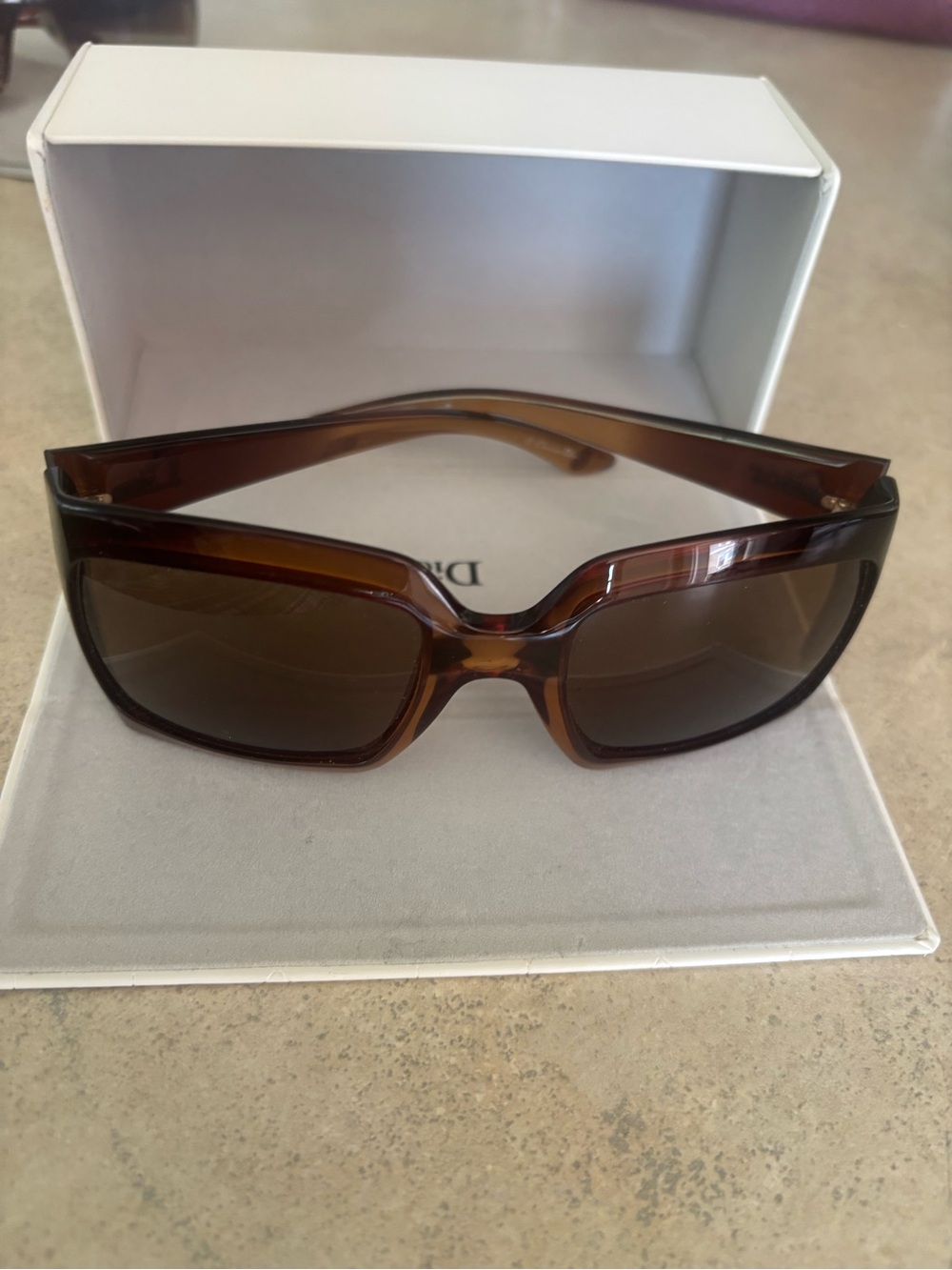 Dior Women's Brown Gradient Rectangle Sunglasses